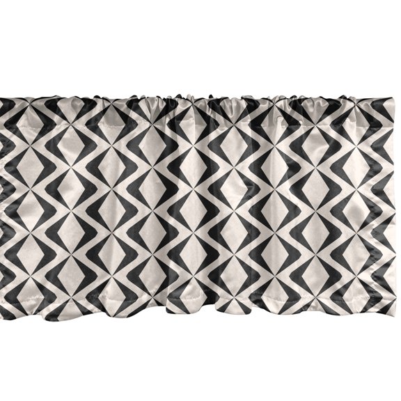 Ambesonne Abstract Surreal Window Valance, Simplistic Shapes, 54" X 18", Ivory Charcoal Grey
