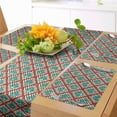 thumbnail image 1 of Ambesonne Abstract Table Runner & Placemats, Retro Geometric Pattern, Placemat 4 pcs + Runner 12"x90", Seafoam Vermilion, 1 of 2