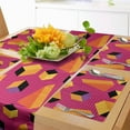 thumbnail image 1 of Ambesonne Abstract Table Runner & Placemats, Summer Tone 80's Geometric, Placemat 4 pcs + Runner 16"x90", Orange and Fuchsia, 1 of 2
