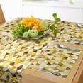 thumbnail image 1 of Ambesonne Abstract Table Runner & Placemats, Triangle Rhombus Funky, Placemat 4 pcs + Runner 12"x90", Yellow Brown White, 1 of 2