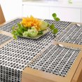 thumbnail image 1 of Ambesonne Abstract Table Runner & Placemats, Tribal Art Lines and Dots, Placemat 4 pcs + Runner 12"x72", Eggshell Charcoal Grey, 1 of 2