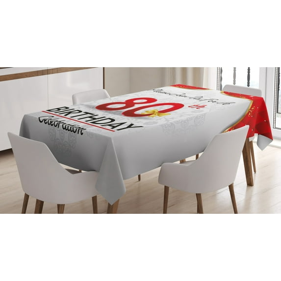 Ambesonne Abstract Tablecloth Rectangular Table Cover, Birthday Party Invite, 60"x84", Multicolor