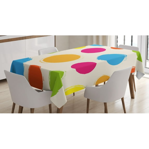 Ambesonne Abstract Tablecloth Rectangular Table Cover, Colorful Round Forms, 52"x70", Multicolor