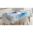 thumbnail image 1 of Ambesonne Abstract Tablecloth Rectangular Table Cover, Globe Ink Effect Map, 60"x84", Blue White, 1 of 4