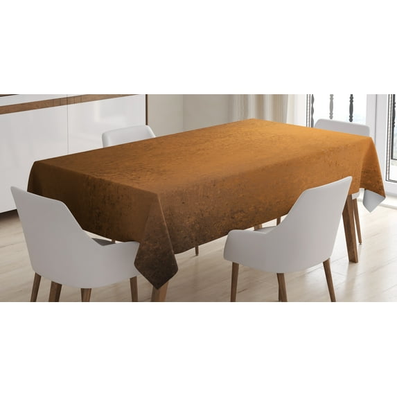 Ambesonne Abstract Tablecloth Rectangular Table Cover, Grunge Vintage Design, 52"x70", Ginger and Brown