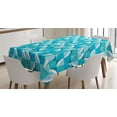 thumbnail image 1 of Ambesonne Abstract Tablecloth Rectangular Table Cover, Half Circles Triangle, 60"x84", Aqua and Sky Blue, 1 of 3