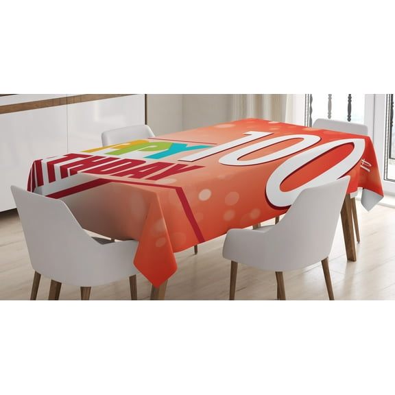 Ambesonne Abstract Tablecloth Rectangular Table Cover, Happy Party Words, 60"x90", Multicolor