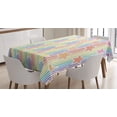 thumbnail image 1 of Ambesonne Abstract Tablecloth Rectangular Table Cover, Star Rainbow Stripes, 60"x90", Yellow Blue, 1 of 4