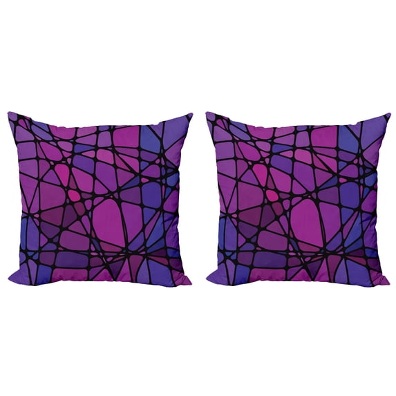 Ambesonne Abstract Throw Pillow Cover 2 Pack, Amorphous Shapes Tile, 18", Multicolor