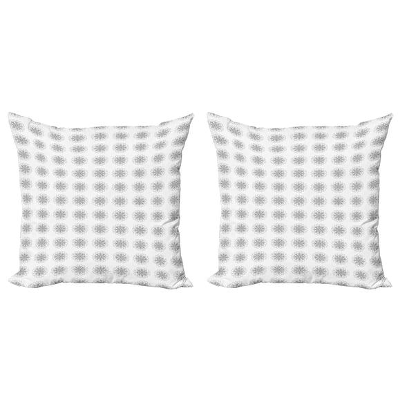 Ambesonne Abstract Throw Pillow Cover 2 Pack, Botany Inspired Line Art, 18", Charcoal Grey and White