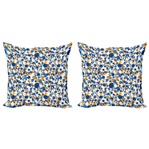 Ambesonne Abstract Throw Pillow Cover 2 Pack, Bubble Retro, 24", Sky Blue Cinnamon