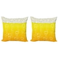 thumbnail image 1 of Ambesonne Abstract Throw Pillow Cover 2 Pack, Bubbles Beer Macro, 24", Yellow White, 1 of 7