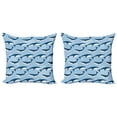 thumbnail image 1 of Ambesonne Abstract Throw Pillow Cover 2 Pack, Cartoon Whale Nautical, 18", Blue White, 1 of 7