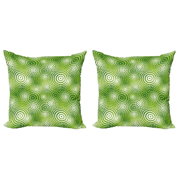 Ambesonne Abstract Throw Pillow Cover 2 Pack, Circular Rounded Eco, 20", Hunter Green White