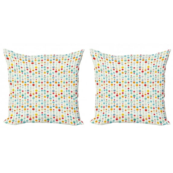 Ambesonne Abstract Throw Pillow Cover 2 Pack, Colorful Large Dots, 16", Multicolor