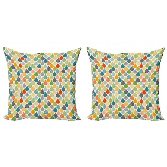 Ambesonne Abstract Throw Pillow Cover 2 Pack, Colorful Large Drops, 24", Multicolor
