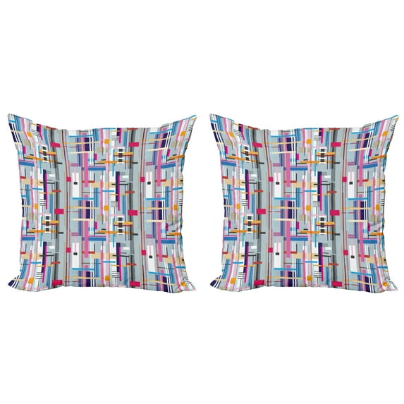 Ambesonne Abstract Throw Pillow Cover 2 Pack, Colorful Modern Art, 24", Multicolor