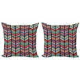 thumbnail image 1 of Ambesonne Abstract Throw Pillow Cover 2 Pack, Colorful Rainbow Leaf, 24", Multicolor, 1 of 2