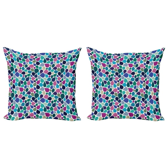 Ambesonne Abstract Throw Pillow Cover 2 Pack, Colorful Raindrops, 20", Multicolor