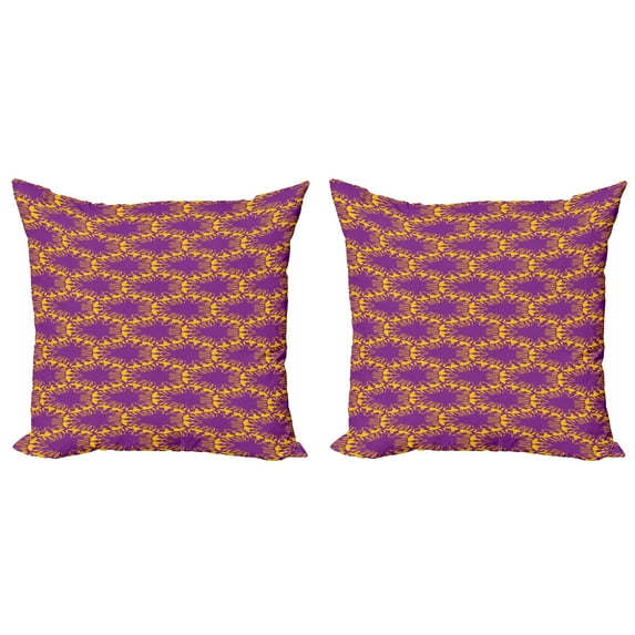 Ambesonne Abstract Throw Pillow Cover 2 Pack, Creative Bicolour Circles, 16", Violet Earth Yellow
