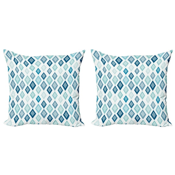 Ambesonne Abstract Throw Pillow Cover 2 Pack, Diamond Shaped Triangles, 16", Sea Blue Seafoam