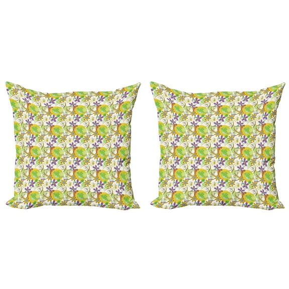 Ambesonne Abstract Throw Pillow Cover 2 Pack, Doodle Style Swirls, 24", Multicolor