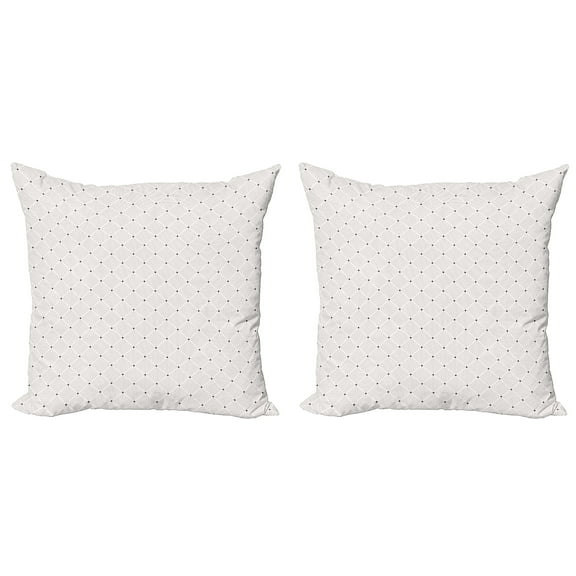 Ambesonne Abstract Throw Pillow Cover 2 Pack, Dotted Squares Polka Dots, 18", Charcoal Grey Ivory