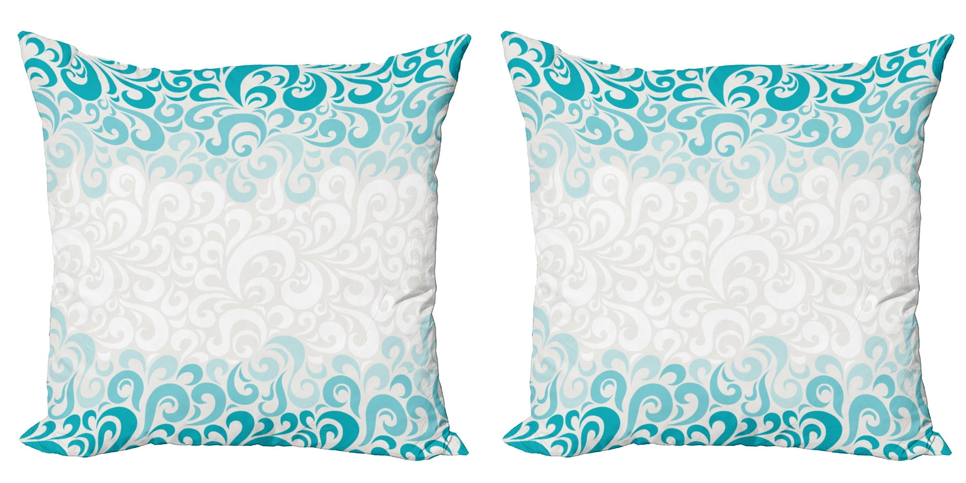 Teal Turquoise Abstract Floral Microfiber Pillow Shams Set