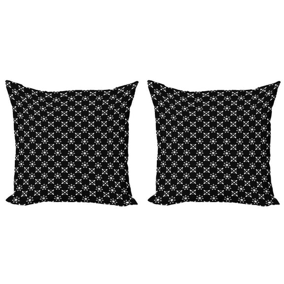 Ambesonne Abstract Throw Pillow Cover 2 Pack, Flower Inspiration Graphic, 18", Charcoal Grey and White