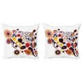 thumbnail image 1 of Ambesonne Abstract Throw Pillow Cover 2 Pack, Flowers Hearts Notes, 20", Multicolor, 1 of 5