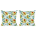 thumbnail image 1 of Ambesonne Abstract Throw Pillow Cover 2 Pack, Geometric Funky Swirl, 16", Pale Green White, 1 of 2