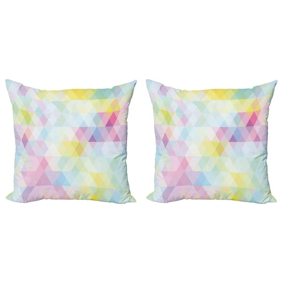 Ambesonne Abstract Throw Pillow Cover 2 Pack, Geometric Rhombus Art, 16", Multicolor