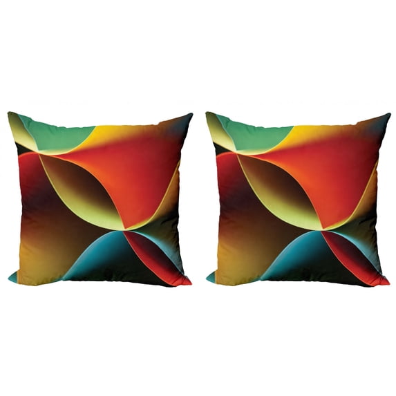 Ambesonne Abstract Throw Pillow Cover 2 Pack, Graphic Colored, 24", Orange White
