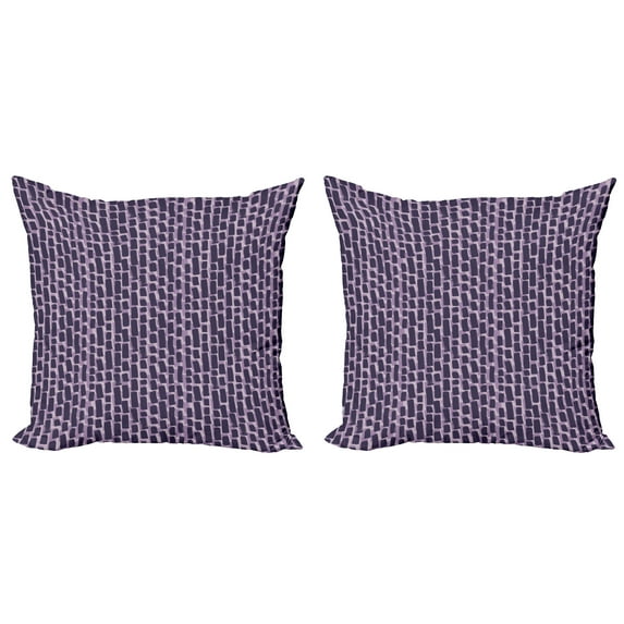 Ambesonne Abstract Throw Pillow Cover 2 Pack, Grunge Brush Strokes, 16", Purple Grey Dark Grey