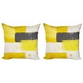thumbnail image 1 of Ambesonne Abstract Throw Pillow Cover 2 Pack, Grunge Brushstrokes, 16", Grey Yellow, 1 of 2