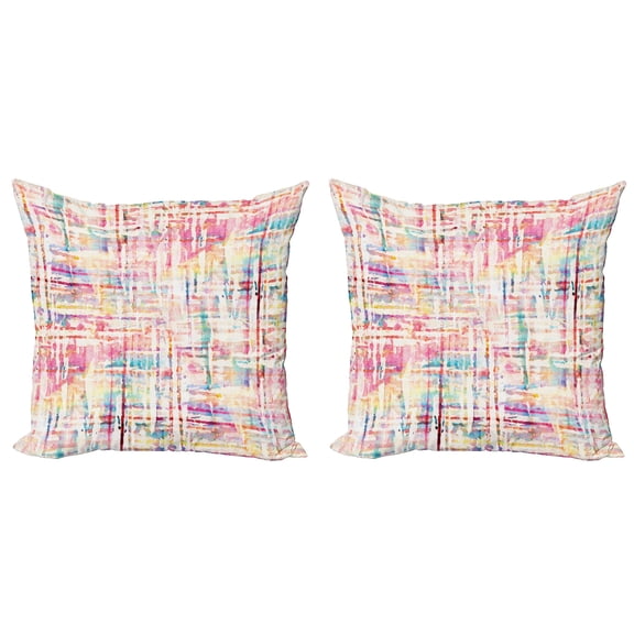 Ambesonne Abstract Throw Pillow Cover 2 Pack, Grunge Mixed, 16", Multicolor