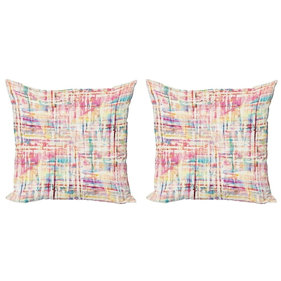Ambesonne Abstract Throw Pillow Cover 2 Pack, Grunge Mixed, 16", Multicolor
