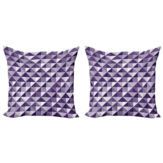 Ambesonne Abstract Throw Pillow Cover 2 Pack, Monochrome Style Triangles, 20", Quartz Purple Grey