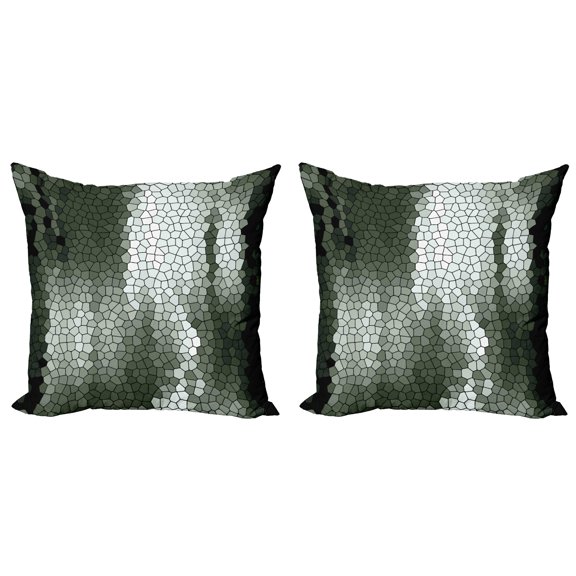 Ambesonne Abstract Throw Pillow Cover 2 Pack, Mosaic Pixelated Art, 16", Multicolor