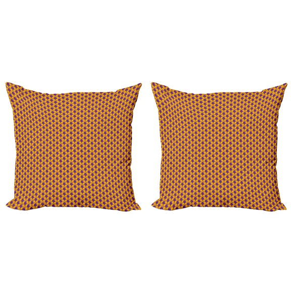Ambesonne Abstract Throw Pillow Cover 2 Pack, Paisley Inspired Vintage, 24", Violet and Pale Orange