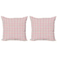 thumbnail image 1 of Ambesonne Abstract Throw Pillow Cover 2 Pack, Pastel Color Checkered, 20", Mint Salmon Pale Pink, 1 of 2