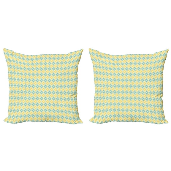 Ambesonne Abstract Throw Pillow Cover 2 Pack, Pastel Geometric Dotted, 18", Mustard Almond Green