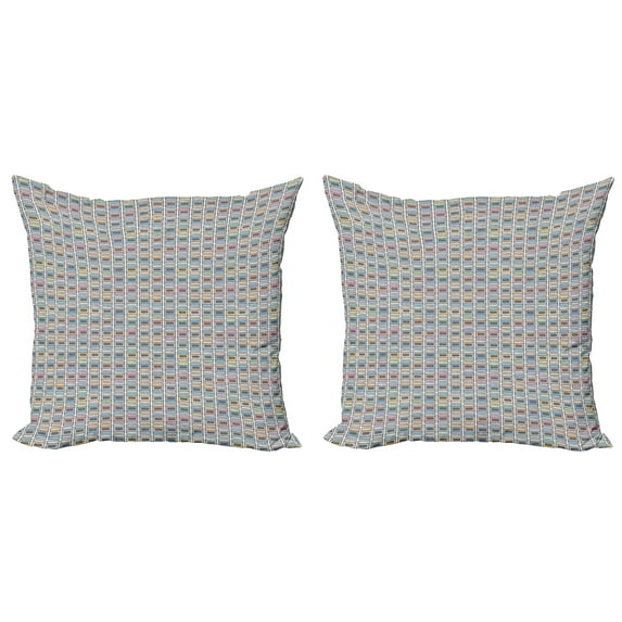 Ambesonne Abstract Throw Pillow Cover 2 Pack, Pastel Simplistic Motifs, 20", Multicolor