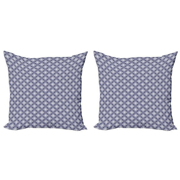Ambesonne Abstract Throw Pillow Cover 2 Pack, Polka Dots Inspired Motifs, 18", Indigo Purpleblue