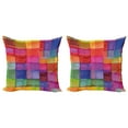 thumbnail image 1 of Ambesonne Abstract Throw Pillow Cover 2 Pack, Rainbow Colors Squares, 20", Multicolor, 1 of 2