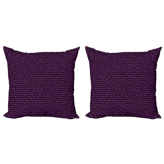 Ambesonne Abstract Throw Pillow Cover 2 Pack, Retro Funky Xoxo Lettering, 20", Purple Black