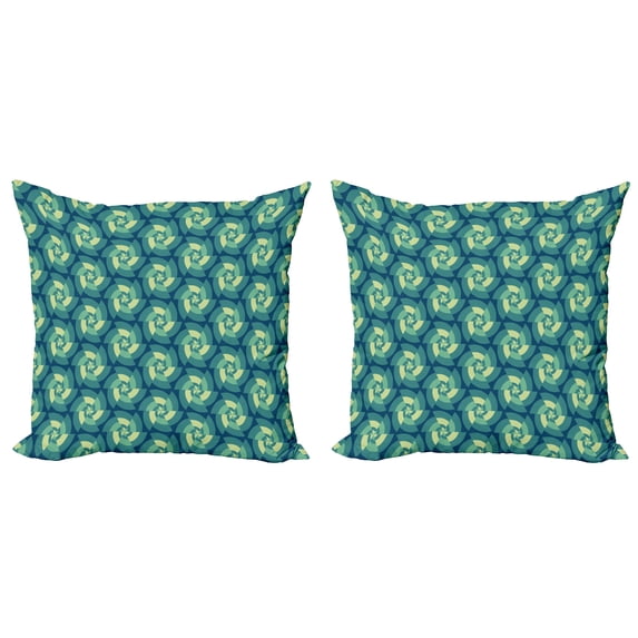Ambesonne Abstract Throw Pillow Cover 2 Pack, Retro Triangles, 16", Blue Teal Pale Green