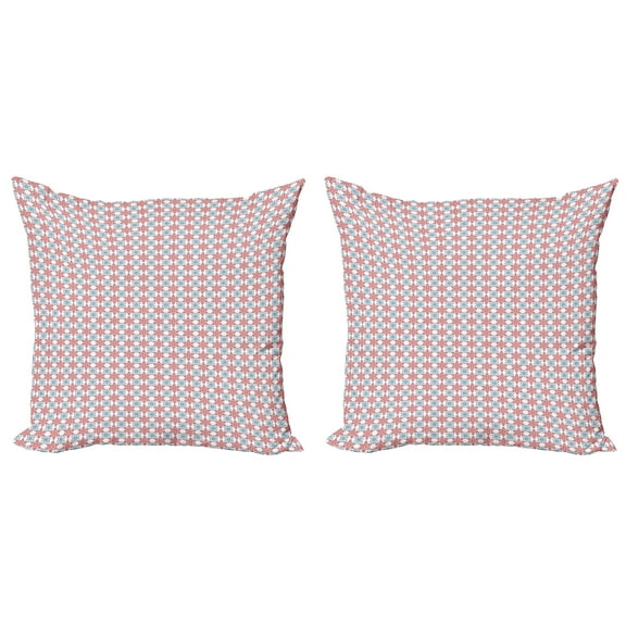 Ambesonne Abstract Throw Pillow Cover 2 Pack, Rhombus Style Petals, 16", Vermilion and Blue