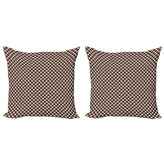 Ambesonne Abstract Throw Pillow Cover 2 Pack, Traditional Oval Motif, 18", Brown Black White