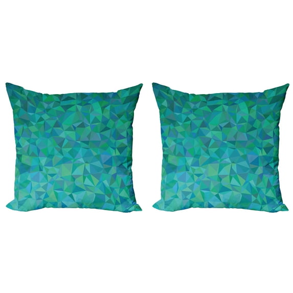 Ambesonne Abstract Throw Pillow Cover 2 Pack, Triangle Mosaic Design, 18", Green Navy